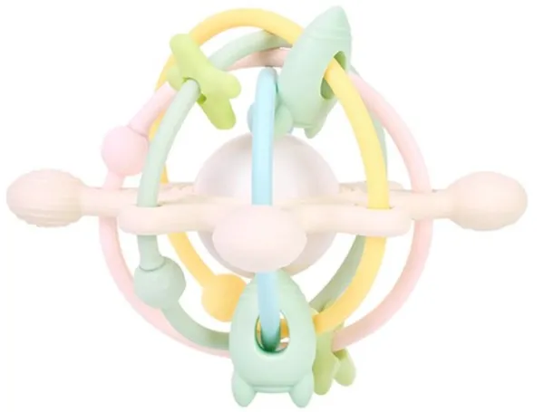 Multi toy silikonleksak med skallra Pastell